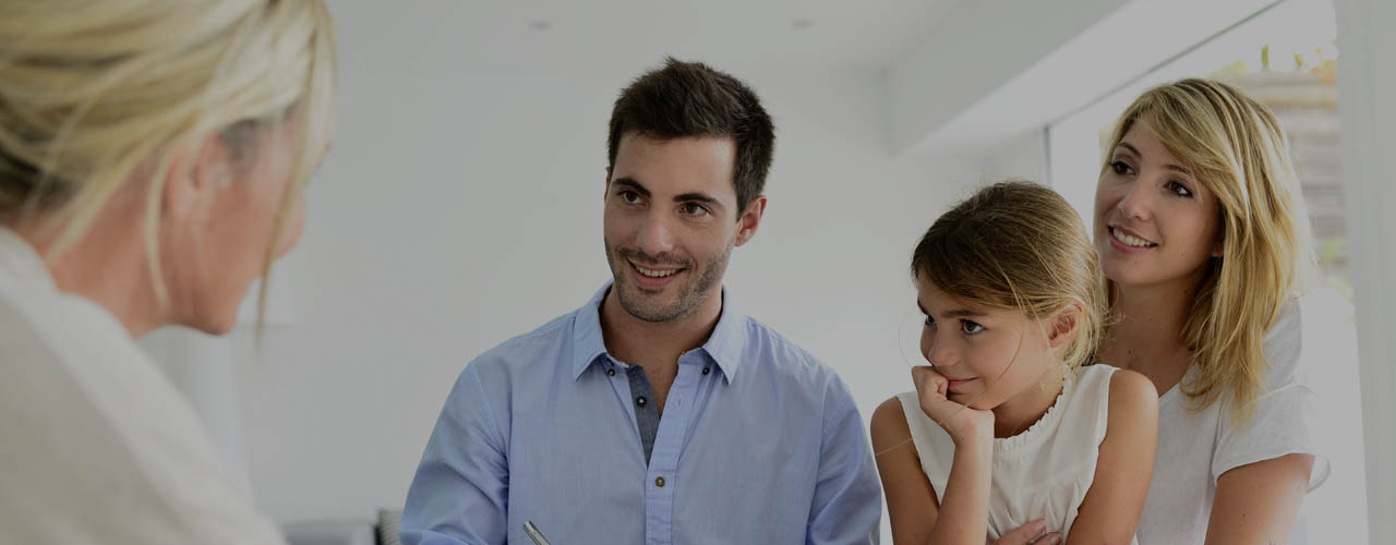 Family meeting real-estate agent for house investment